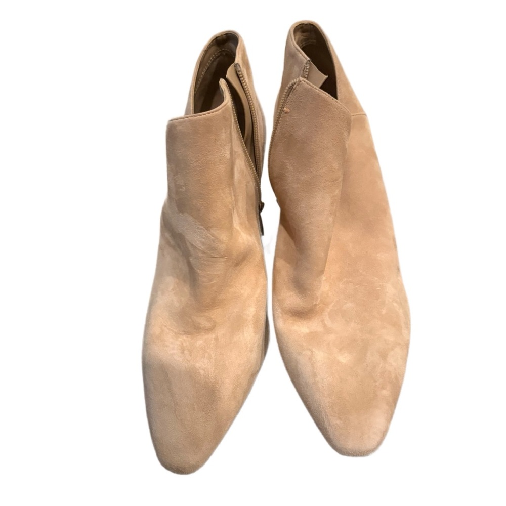 Vince Camuto Tan Suede Ankle Booties with V-Opening